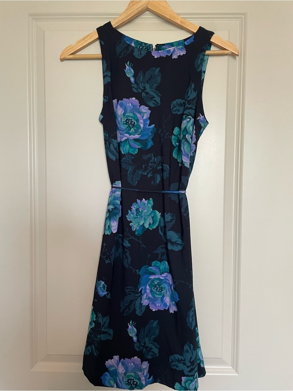 LOFT Black Floral Sleeveless Dress